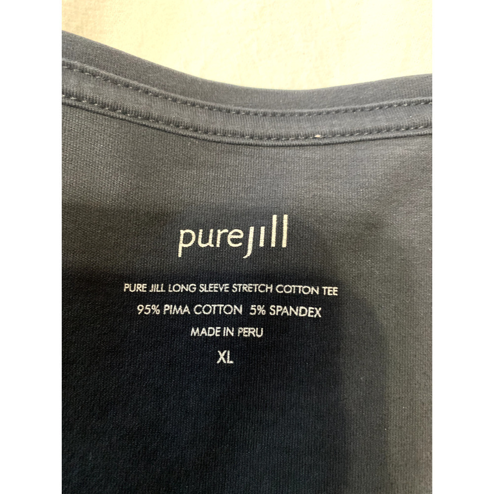 Pure Jill Solid Black Long Sleeve Stretch Cotton Tee XL Layer 5656 Minimalist - Picture 6 of 6